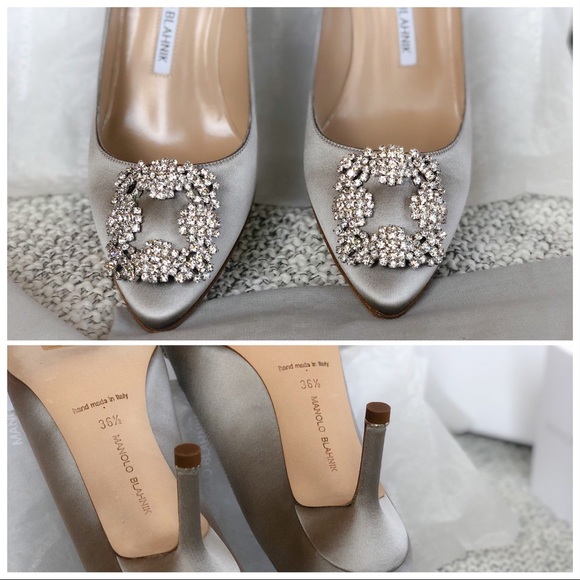 NWOT✨Manolo Blahnik Hangisi 70mm Satin Grey Pumps - Picture 3 of 8
